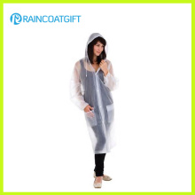 Rvc-160 Lady′s Transparent Long PVC Raincoat
